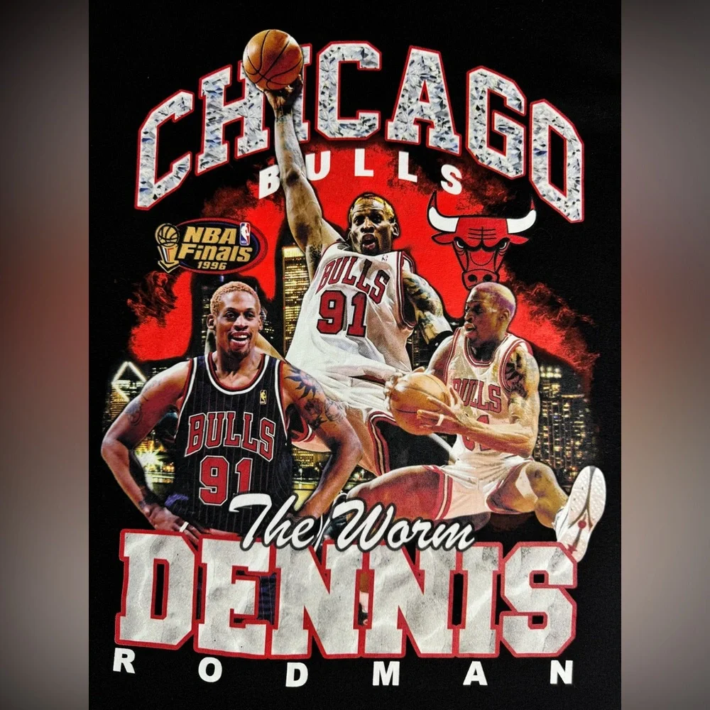 Dennis Rodman‎ The Worm Shirt Mens XL Black Chicago Bulls NBA Finals 96 NBA